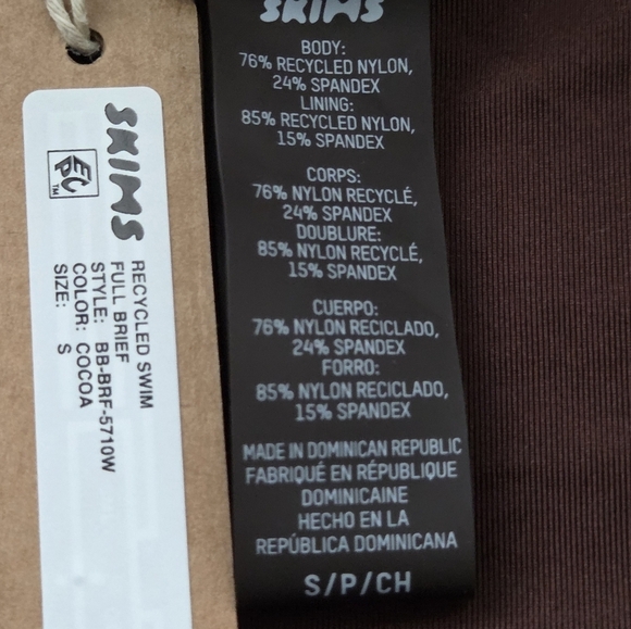 SKIMS RECYCLED SWIM FULL BRIEF BIKINI BOTTOM PANTY SWIMWEAR Cocoa Brown Small - Picture 5 of 6